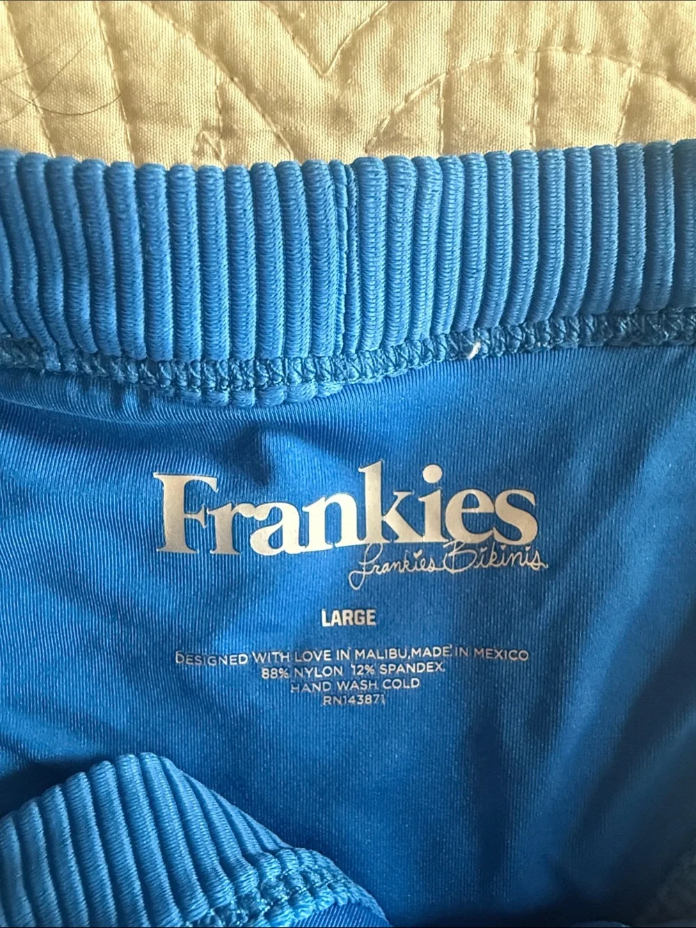 Frankie’s Blue Ribbed Women’s Two-Piece Swim Bikini Set- Top (M) Bottoms (L)